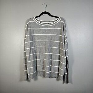 Banana Republic Filpucci Sweater Merino Wool Cashmere Women's XL Gray Striped